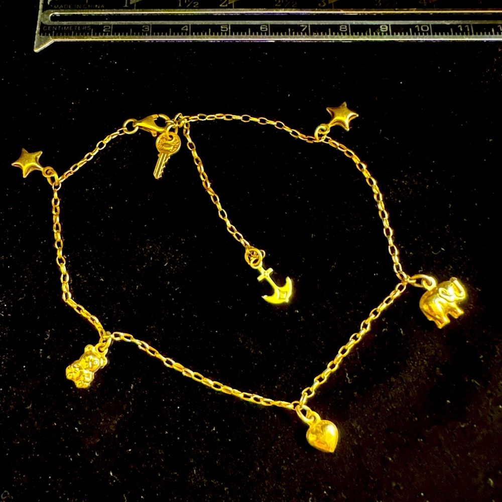 Gold Anklet with Cute Charms
